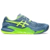 Asics Men's Gel Resolution 9 Tennis Shoes Steel Blue Hazard Green