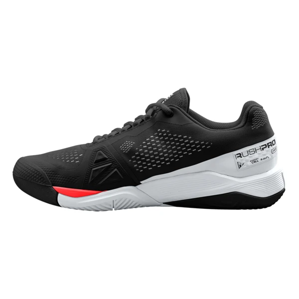 Wilson Men's Rush Pro 4.0 Tennis Shoes Black White Poppy Red 4 Wilson Men's Rush Pro 4.0 Tennis Shoes Black White Poppy Red - Image 4