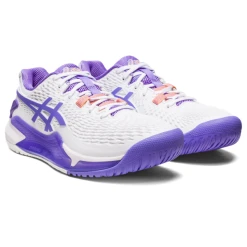 Asics Women's Gel Resolution 9 Tennis Shoes White Amethyst -Tecnifibre shop SWAC30196WRes9WhiteAmetheyst P6