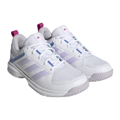 Adidas Womens Ligra 7 Indoor Court Shoes Cloud White Silver Dawn -Tecnifibre shop SWAD29917WomLigra7White P4